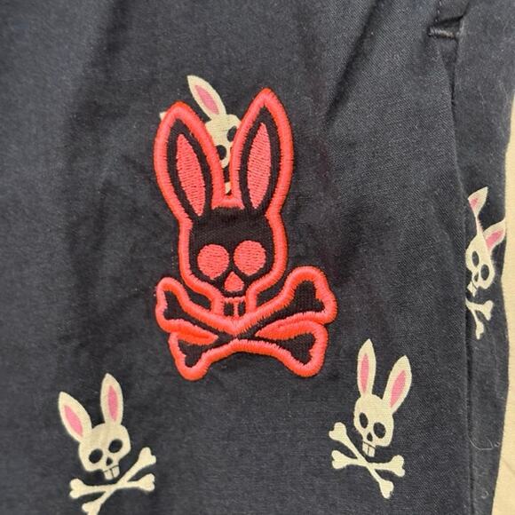 Psycho Bunny Mens Pajama Pants Size Small Navy Blue Bunny Skulls Cotton - Picture 3 of 9